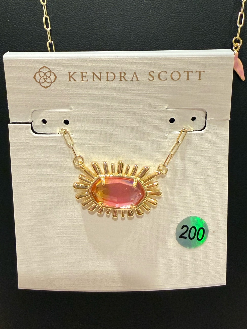 Kendra Scott | Gold Plated Orange & Pink Ombré Necklace with Pink Bird | #200